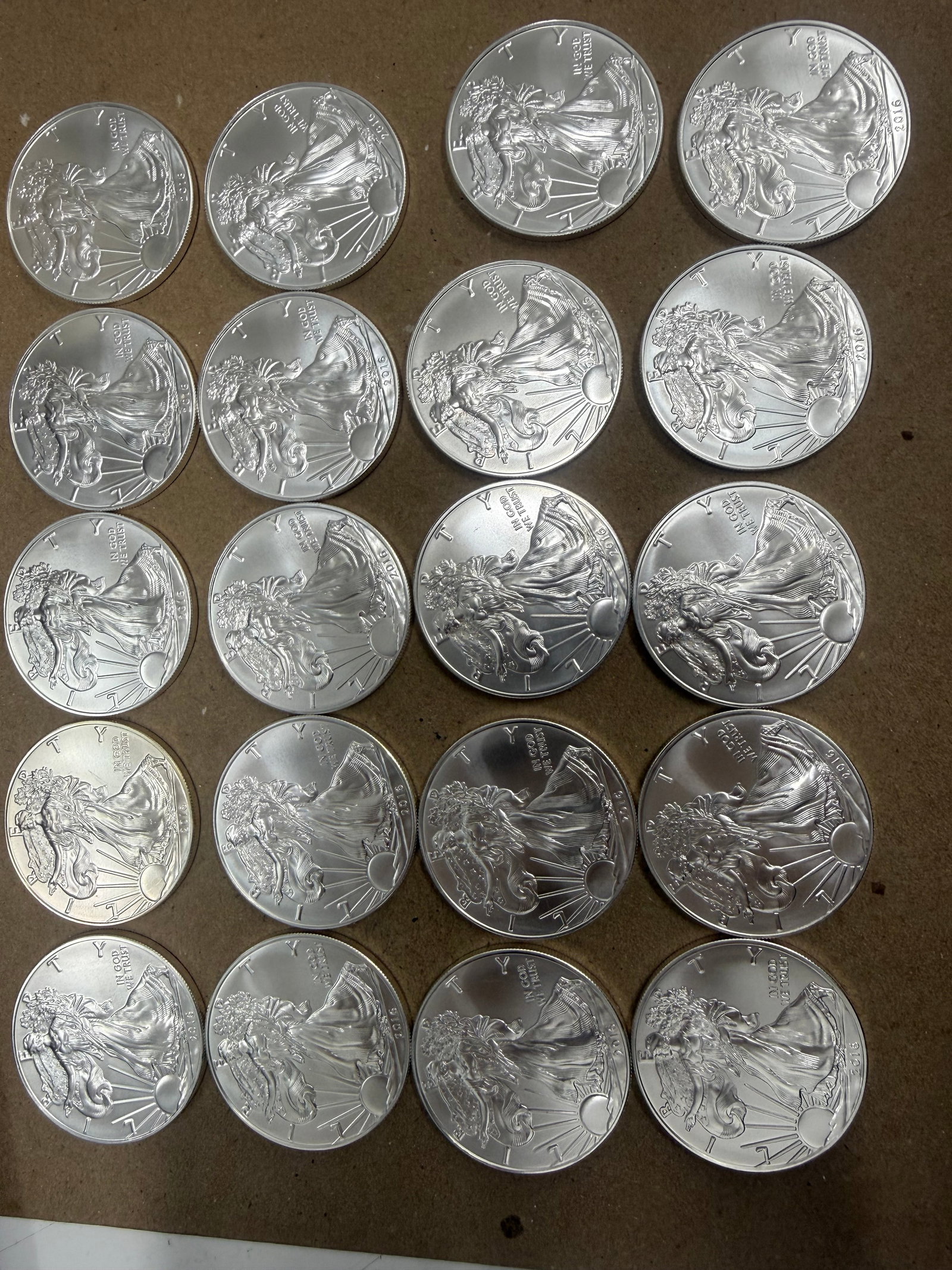 Lot of 1 ounce 2016 American Pure Silver Eagles .999 20 pieces (1 of 1)