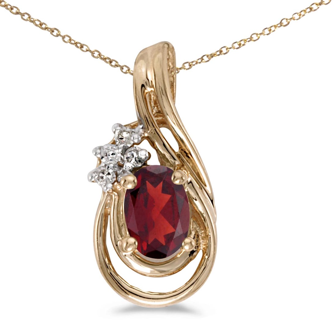 Certified 14k Yellow Gold Oval Garnet And Diamond Teardrop Pendant: METAL PURITY: 14k ;METAL TYPE: Yellow gold ;GEM TYPE: garnet ;MAIN STONE COLOR: Red ;MAIN STONE SHAPE Oval ;STONE CLARITY: ;STONE COLOR: ;STONE TREATMENT: Not-treated ;STONE WEIGHT: 0.47 ;DIAMOND WEIG
