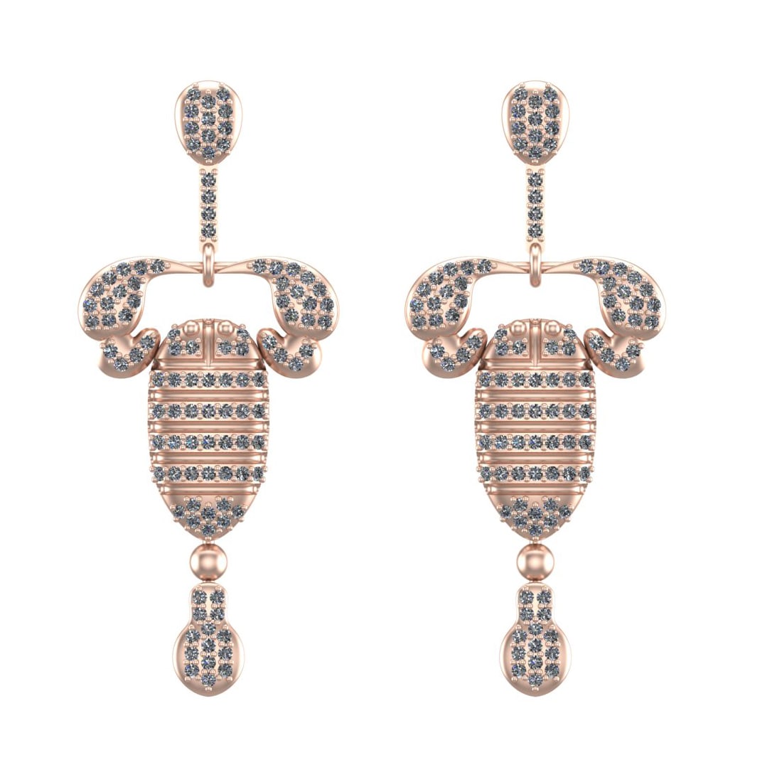 1.06 Ctw SI2/I1 Diamond 14K Rose Gold Scorpion Earrings: Total Diamond Weight : 1.06 Ctw ( Round Cut ) Diamond Color :- J-K Clarity : SI2/I1 Stone Setting : Prong Metal Weight : Approx 7.80 Gram 14K Rose Gold Scorpion Earrings Length :- 41 mm #PAPPS94481v7