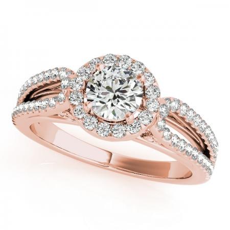 CERTIFIED 18K ROSE GOLD .85 CTW J-K/VS-SI1 DIAMOND HALO ENGAGEMENT RING (1 of 2)
