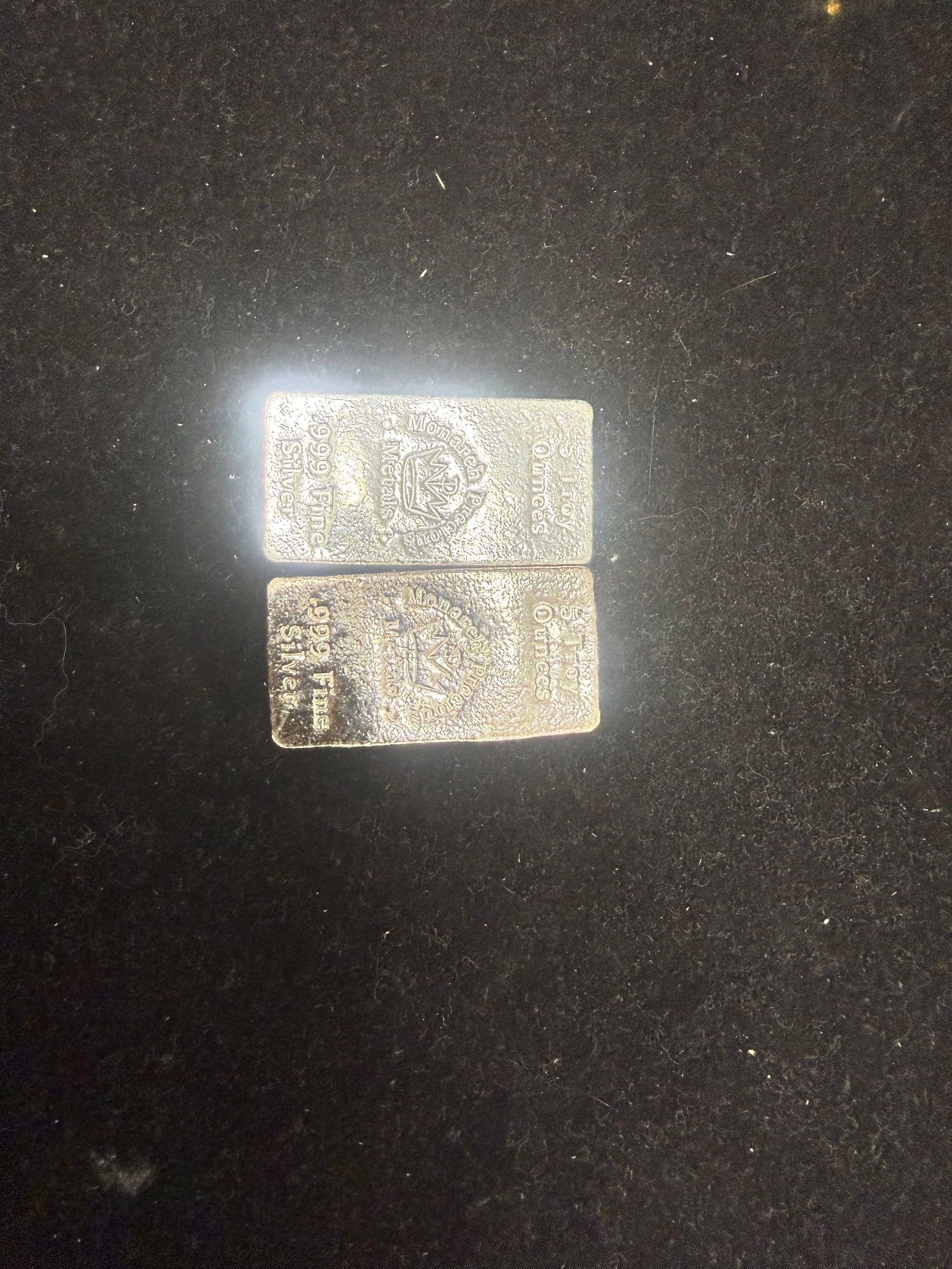Lot of Monarch Precious Metals 5 Ounce Pure Silver Bars .999 2 pieces (1 of 1)