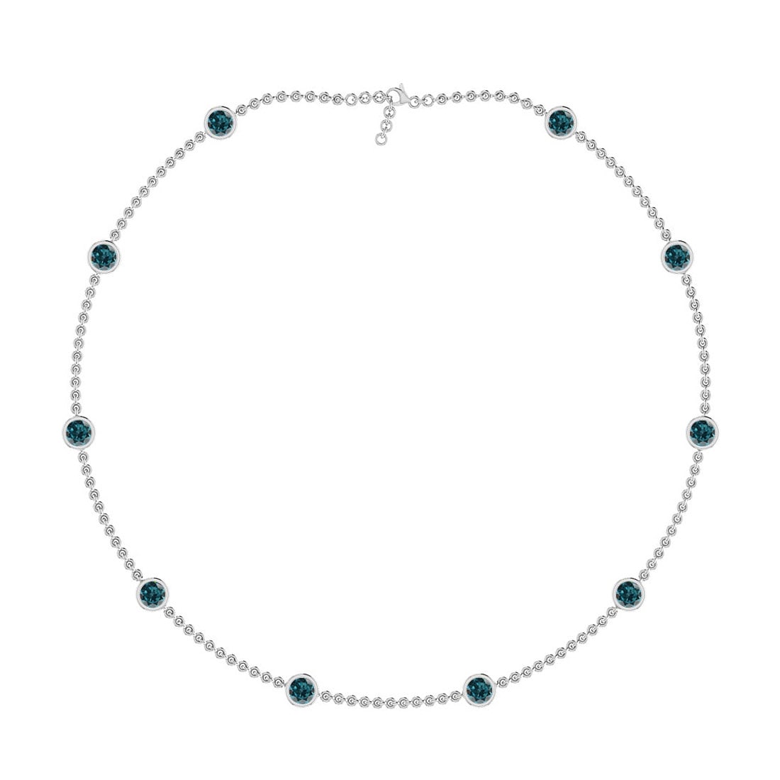 0.50 Ctw i2/i3 Treated Fancy Blue Diamond 14K White Gold Yard Necklace: Center Diamond Weight : 0.50 Ctw (Round Cut) Center Diamond Color :-Treated Fancy Blue Diamond Center Clarity : i2/i3 Stone Setting : Prong Metal Weight : Approx 3.00 Gram 14K White Gold Yard Necklace