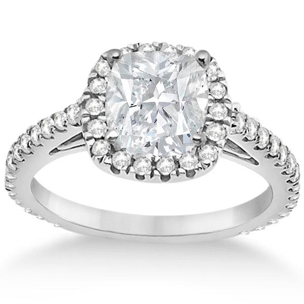 Cathedral Halo Cushion Diamond Engagement Ring 14K White Gold 1.60ctw (1 of 2)