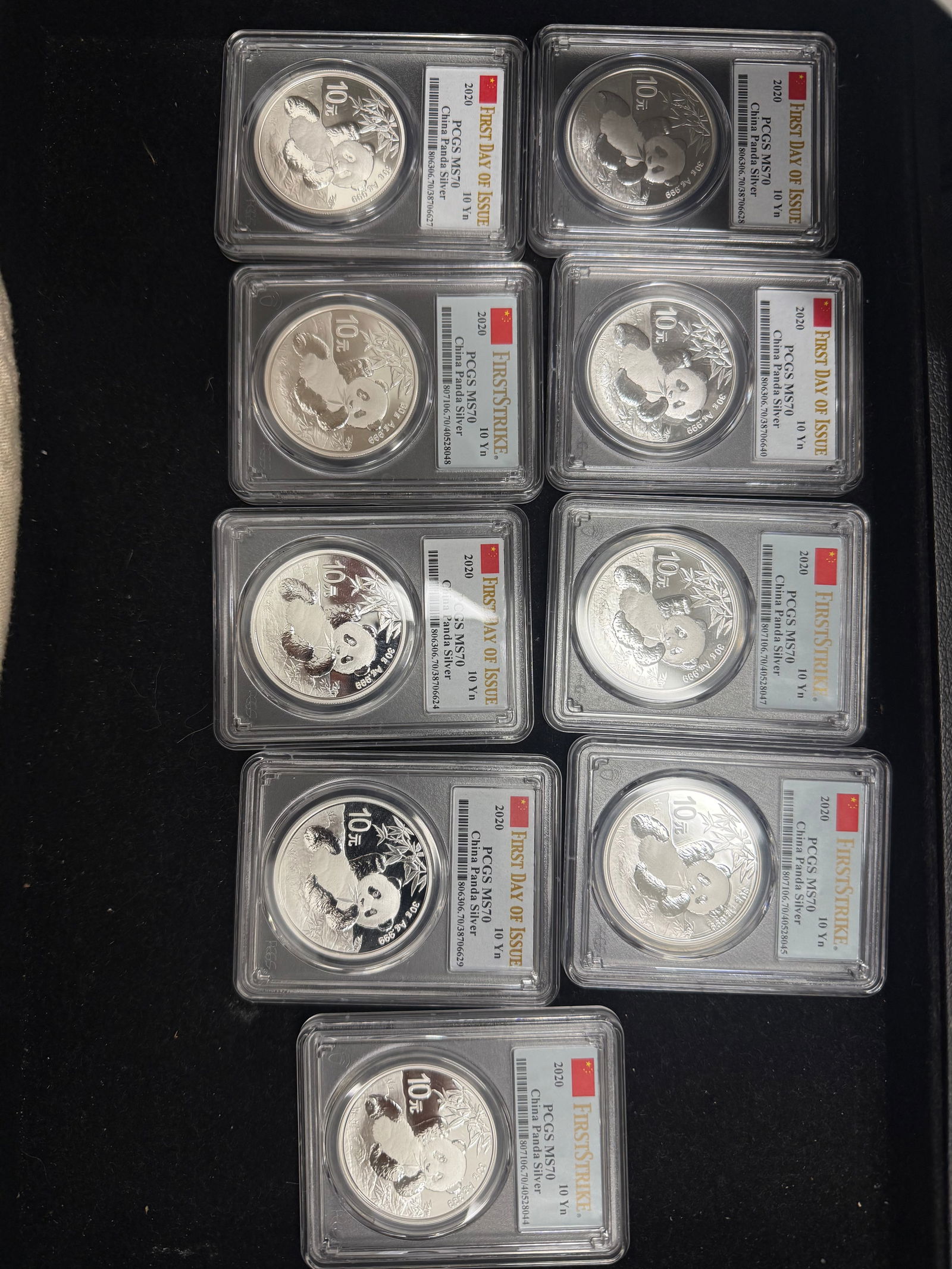 2020 PCGS Certified MS70 Panda Pure Silver Coin First Strike & First Day of Issue 9 pieces: 2020 PCGS Certified MS70 Panda Pure Silver Coin First Strike & First Day of Issue 9 pieces #PAPPS98349v15