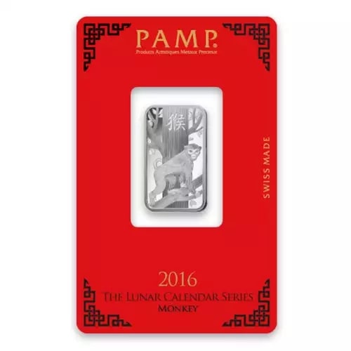 PAMP Suisse 10g Silver Bar ? Lunar Monkey (Year of the Monkey, 2016): PAMP Suisse 10g Silver Bar ? Lunar Monkey (Year of the Monkey, 2016) #PAPPS98395v15