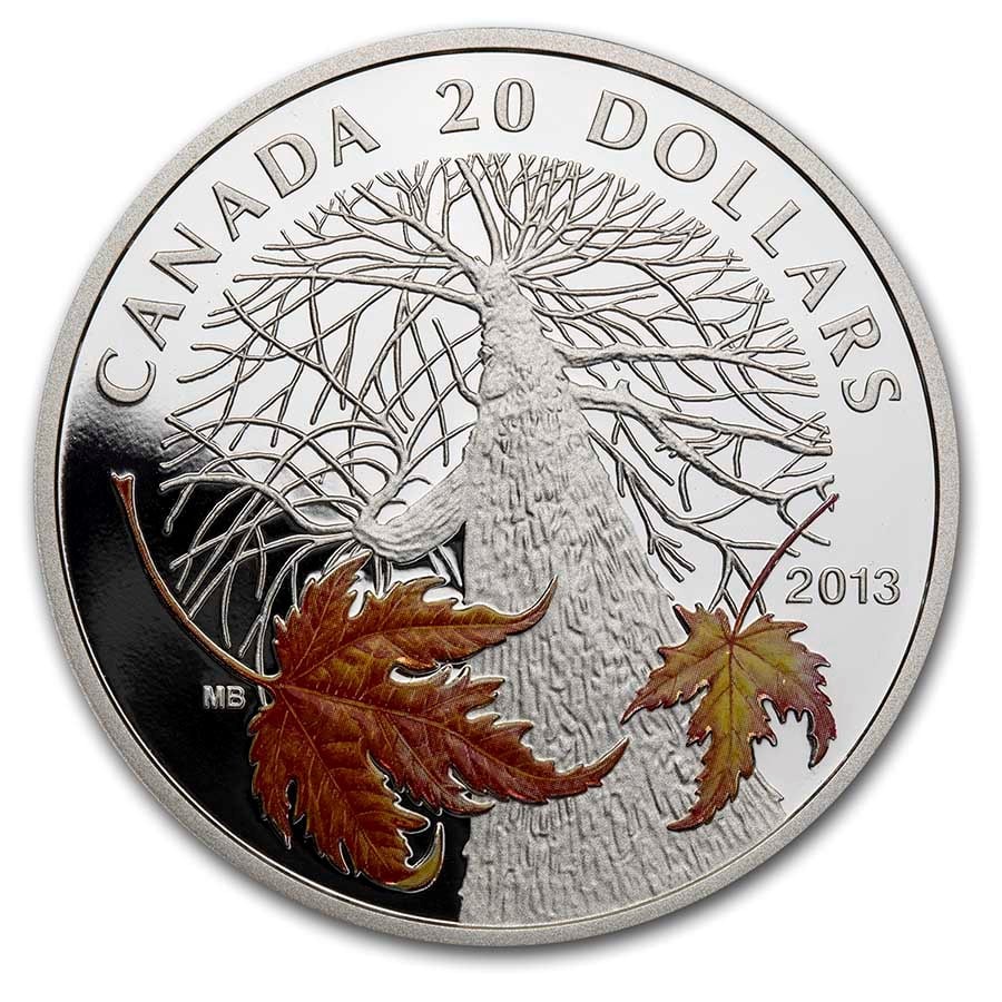 2013 RCM 1 oz Silver $20 Maple Canopy Autumn (No Box/COA): 2013 RCM 1 oz Silver $20 Maple Canopy Autumn (No Box/COA) #PAPPS98505v15