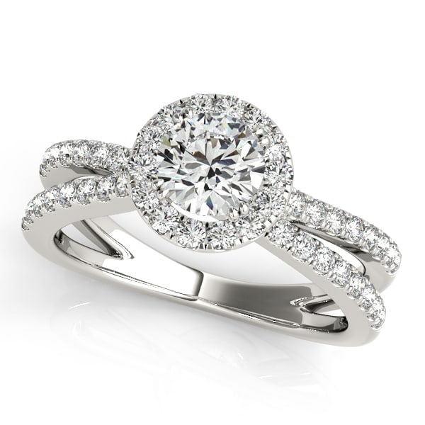Certified 1.10 Ctw SI2/I1 Diamond 14K White Gold Engagement Halo Ring (1 of 2)