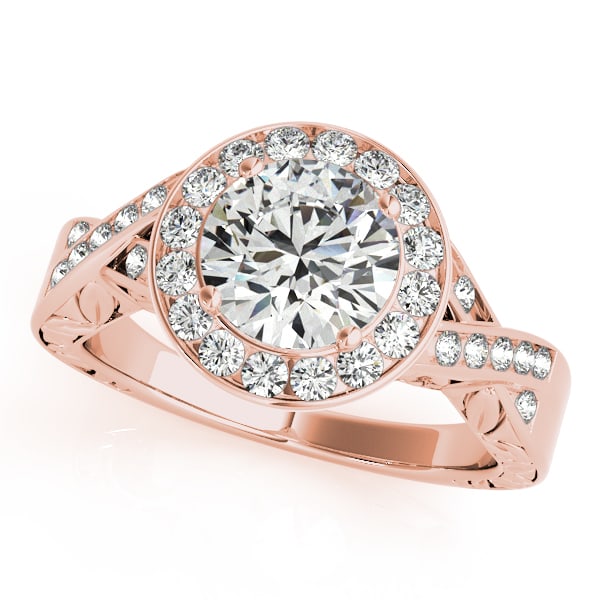 CERTIFIED 18K ROSE GOLD 1.01 CTW J-K/VS-SI1 DIAMOND HALO ENGAGEMENT RING (1 of 2)