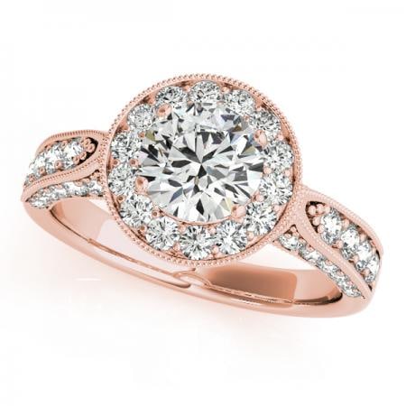 CERTIFIED 18K ROSE GOLD 1.17 CTW J-K/VS-SI1 DIAMOND HALO ENGAGEMENT RING (1 of 2)