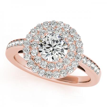 CERTIFIED 18K ROSE GOLD 1.30 CTW J-K/VS-SI1 DIAMOND HALO ENGAGEMENT RING (1 of 2)