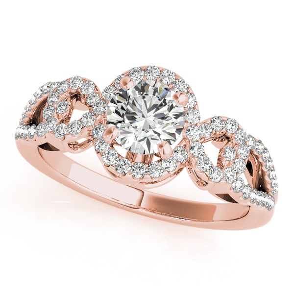 Certified 1.10 Ctw SI2/I1 Diamond 14K Rose Gold Engagement Halo Ring (1 of 2)