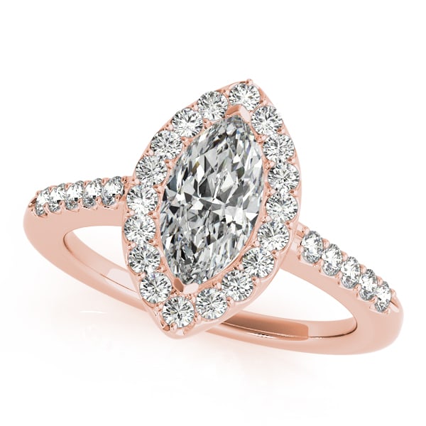 Certified 1.20 Ctw SI2/I1 Diamond 14K Rose Gold Engagement Halo Ring (1 of 2)