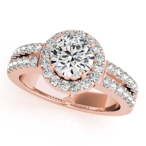 Certified 1.15 Ctw SI2/I1 Diamond 14K Rose Gold Engagement Halo Ring (1 of 2)