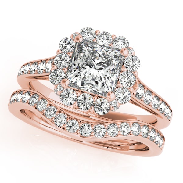 Certified 1.50 Ctw SI2/I1 Diamond 14K Rose Gold Bridal Wedding Set Ring (1 of 2)