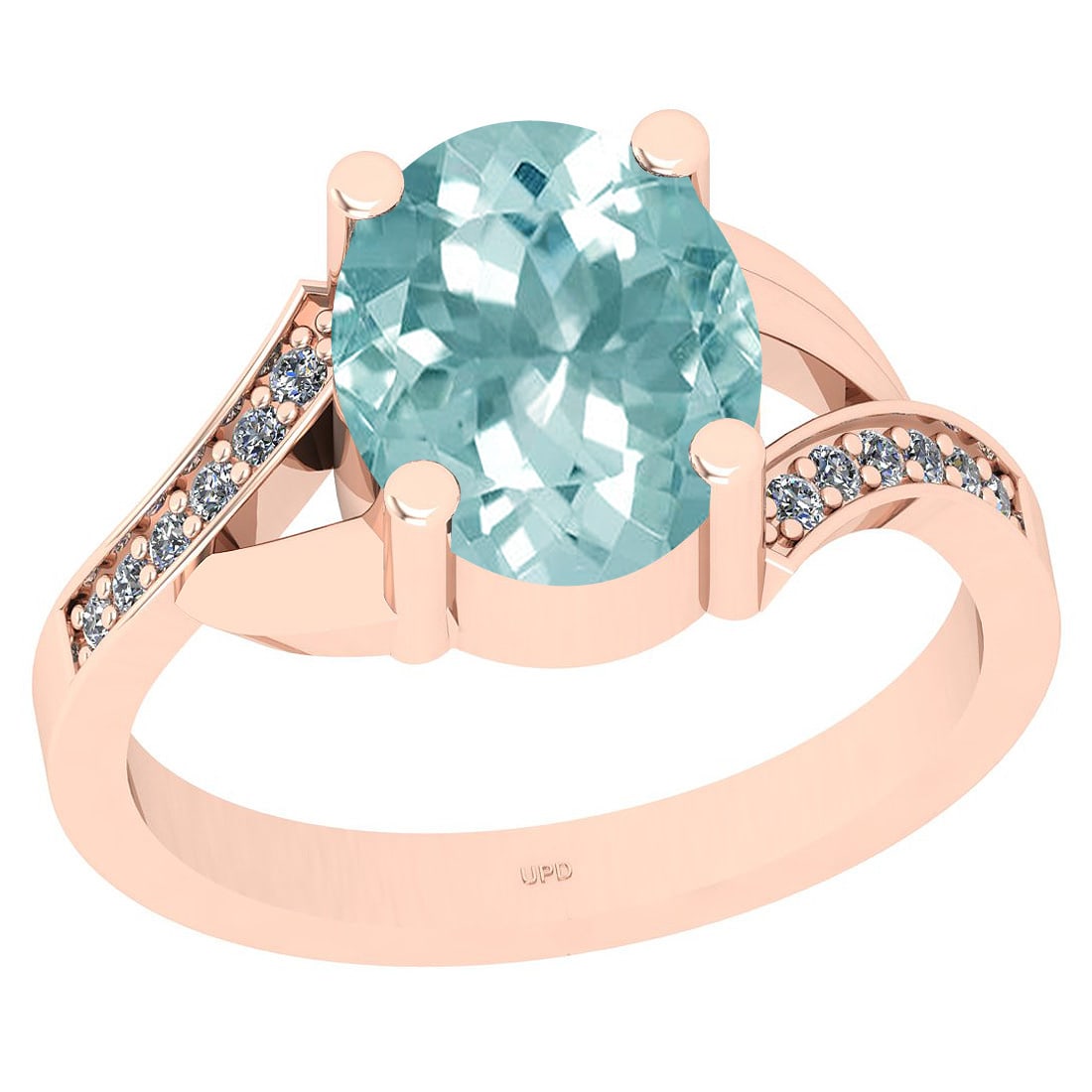 2.83 Ctw SI2/I1 Aquamarine And Diamond 14k Rose Gold Ring (1 of 2)