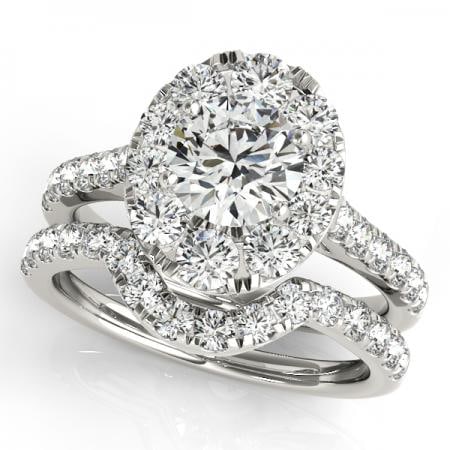 Certified 1.40 Ctw SI2/I1 Diamond 14K White Gold Engagement Set Ring (1 of 2)