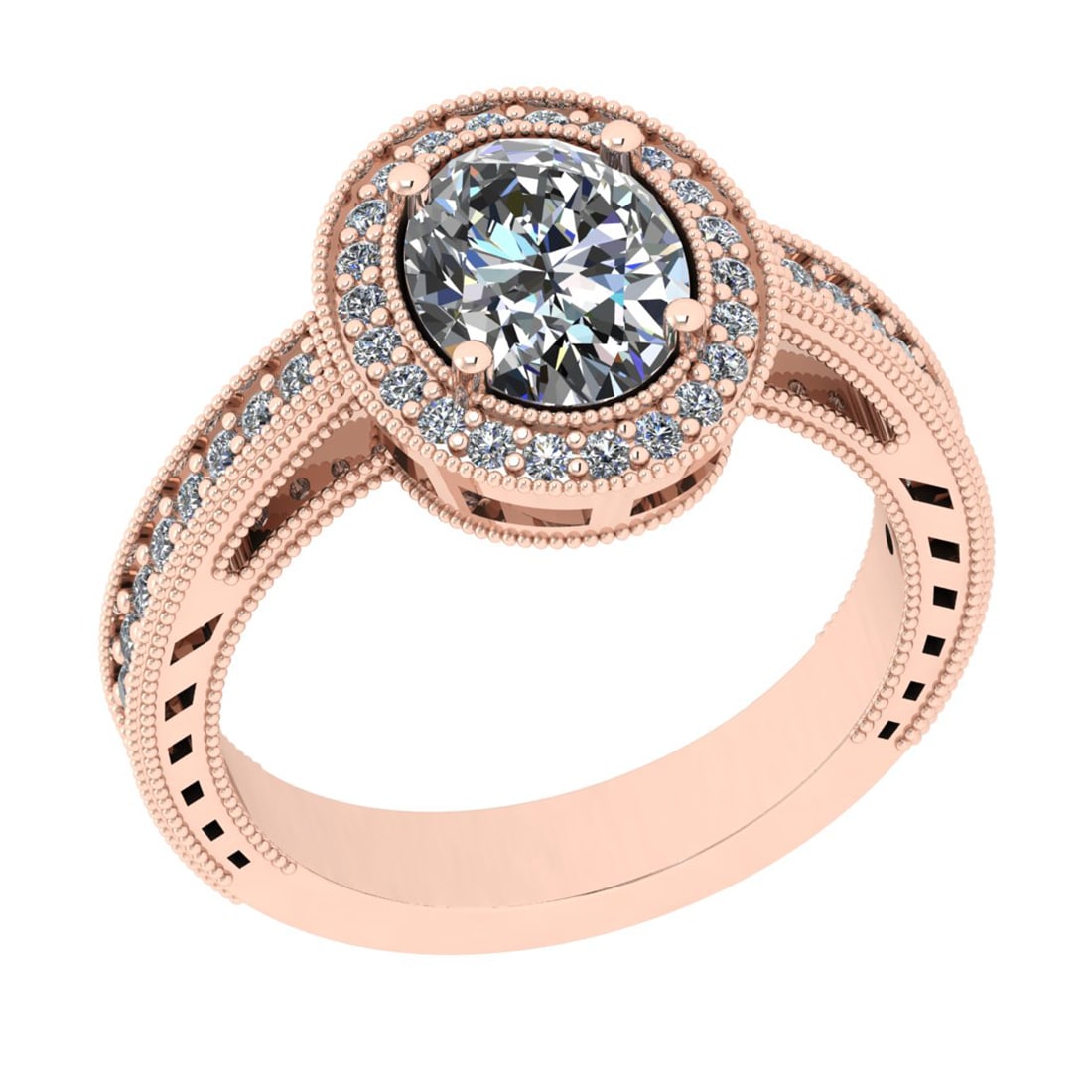 2.40 Ctw VS/SI1 Diamond 14K Rose Gold Engagement Halo Ring (1 of 3)