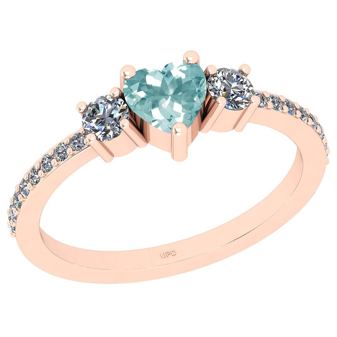 0.78 Ctw SI2/I1 Aquamarine And Diamond 14k Rose Gold Ring (1 of 2)