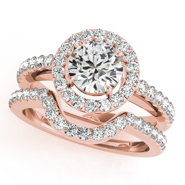 Certified 1.90 Ctw SI2/I1 Diamond 14K Rose Gold Engagement Halo Set Ring (1 of 2)