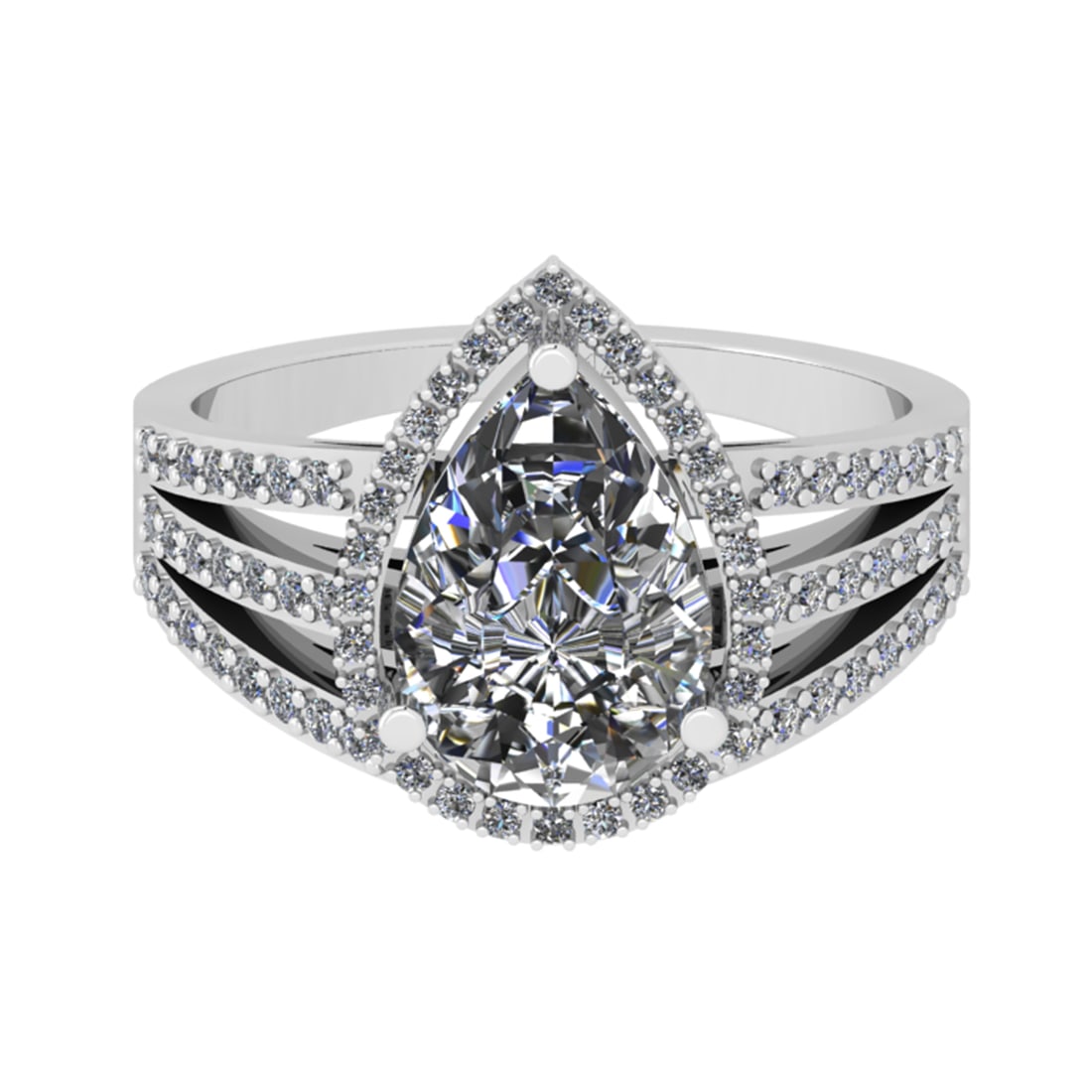 2.91 Ctw SI2/I1 Diamond 14K White Gold Engagement Halo Ring (1 of 2)