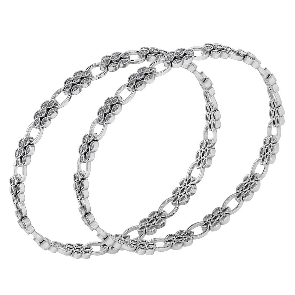 Certified 1.80 Ctw Diamond VS/SI1 Bangles 18K White Gold Made In USA: Center Stone Approx Weight: 1.80 Ctw (224 Pcs Round) Center Stone Color: White G-H Diamond Stone Clarity: VS/SI1 Stone Setting: Prong Metal Weight: Approx 26.25 Gram Bangles Size: 57 mm 225 Inches 18K