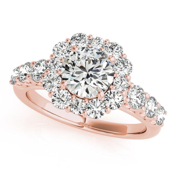 Certified 1.40 Ctw SI2/I1 Diamond 14K Rose Gold Vintage Style Wedding Halo (1 of 2)