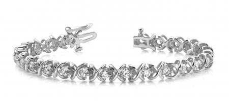 14KT WHITE GOLD 1 CTW G-H SI2/SI3 X LINK DIAMOND TENNIS BRACELET (1 of 2)