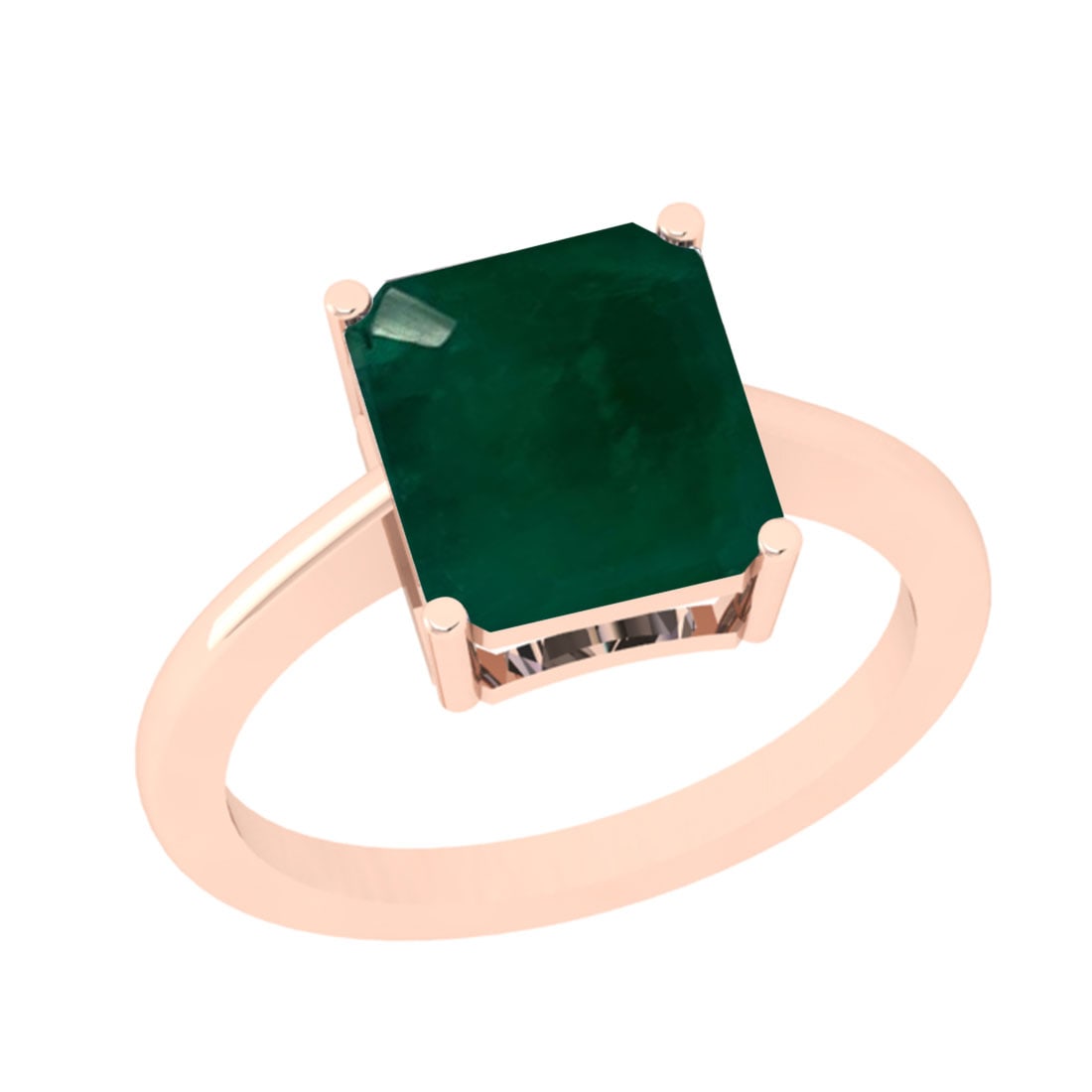 3.36 Ctw Emerald 18K Rose Gold Solitaire Ring: Center Stone Weight : 3.36 Ctw (1 Psc Emerald Cut ) Center Stone Color : Emerald Center Stone Setting : Prong Metal Weight : Approx 3.20 Gram 18K Rose Gold Solitaire Ring Current Ring Size-6 (ALL