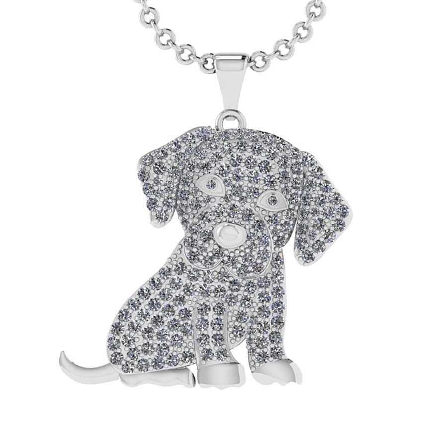 2.83 Ctw SI2/I1 Diamond 14K White Gold Dog Pendant Necklace (1 of 2)