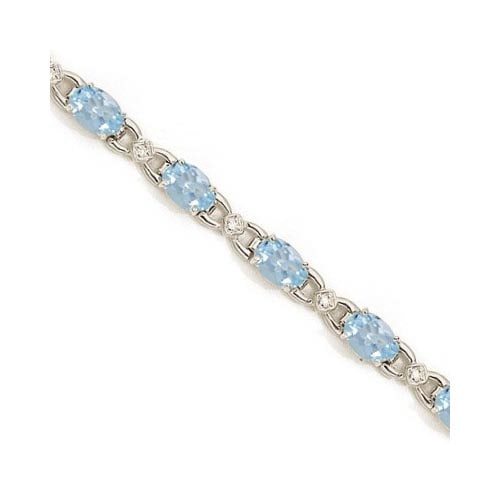 Diamond and Aquamarine Bracelet 14k White Gold 10.26 ctw (1 of 2)