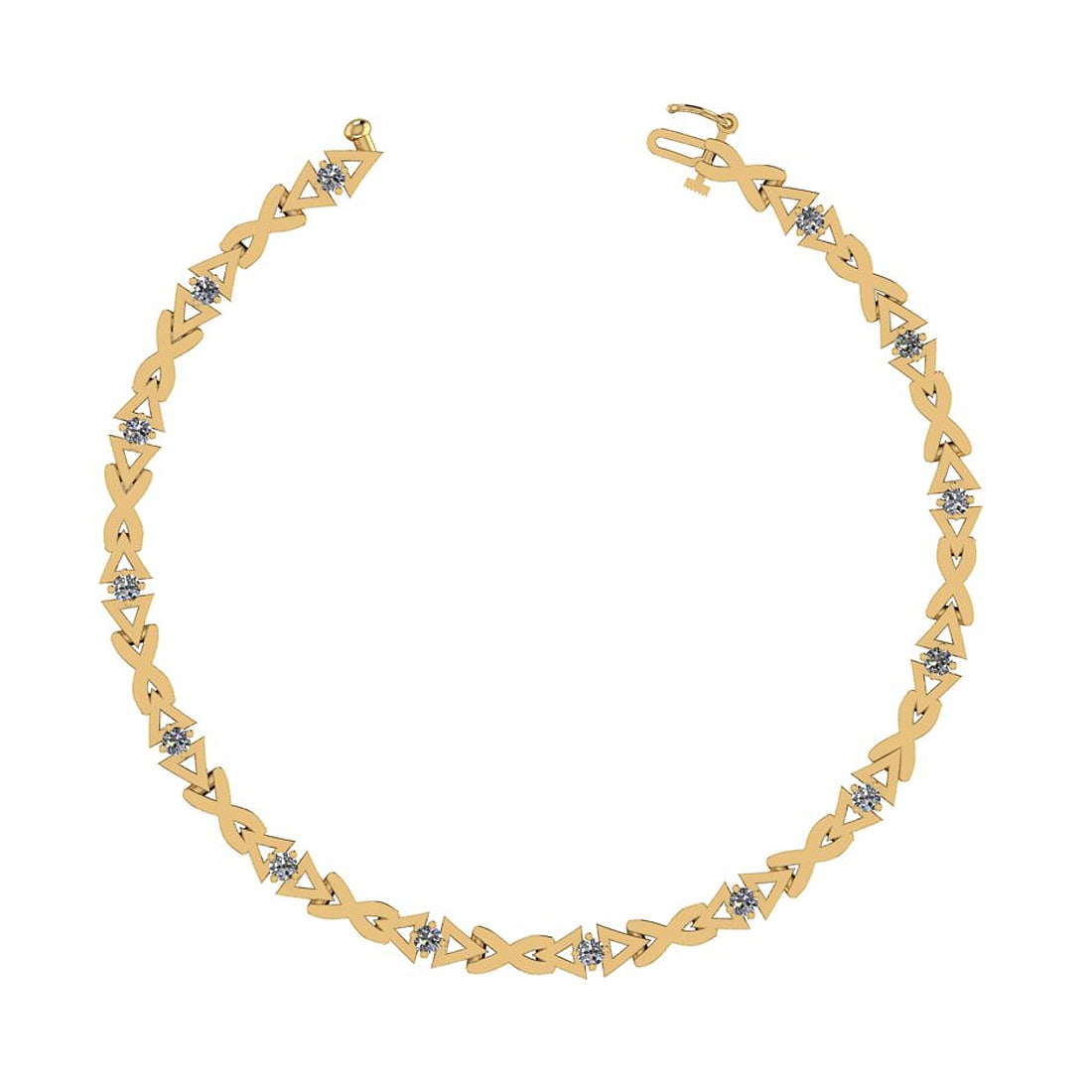 0.14 Ctw SI2/I1 Diamond 14K Yellow Gold Bracelet (1 of 2)