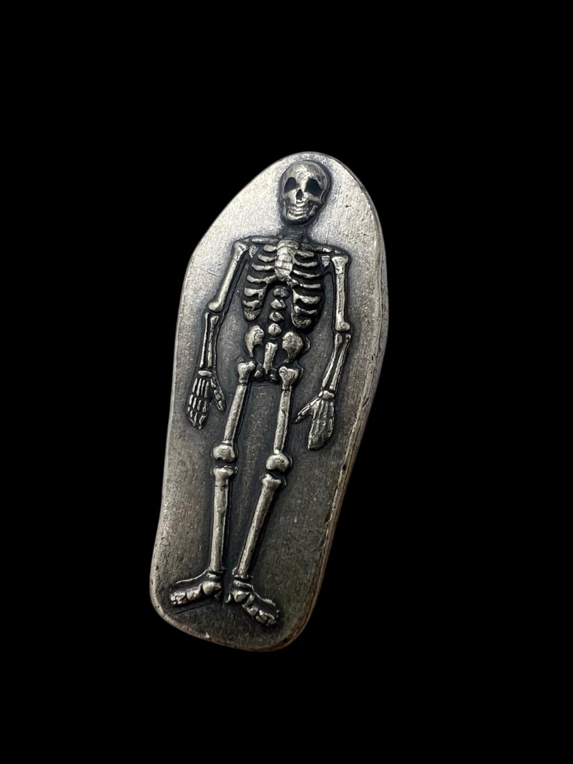 3 oz Hand Poured Silver Coffin - Skeleton (1 of 1)