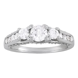 Certified 0.55 Ctw SI2/I1 Diamond 14K White Gold three Stone Ring (1 of 2)
