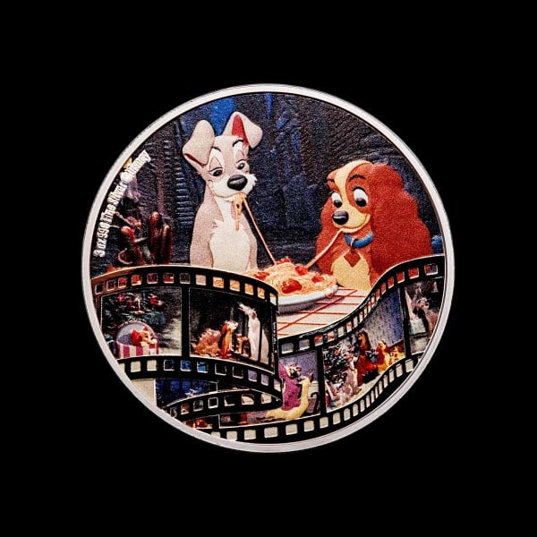 Collectable 2023 Niue 3 oz Silver $10 Disney Masterpieces: Lady & The Tramp: 2023 Niue 3 oz Silver $10 Disney Masterpieces: Lady & The Tramp #PAPPS96543v15