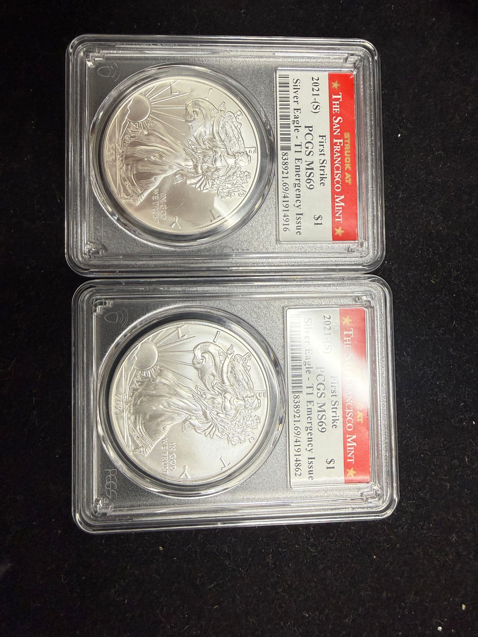 2021 (S) American Silver Eagle MS-69 PSGS First Strike San Francisco Mint Coin 2 pieces (1 of 1)