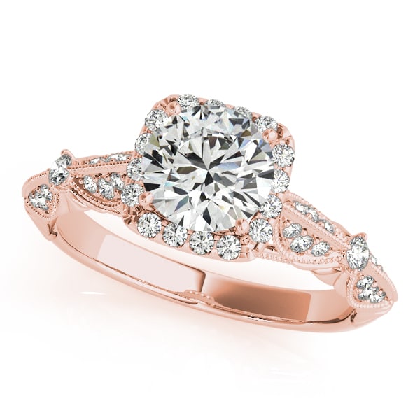 CERTIFIED 18K ROSE GOLD 1.31 CTW J-K/VS-SI1 DIAMOND HALO ENGAGEMENT RING (1 of 2)