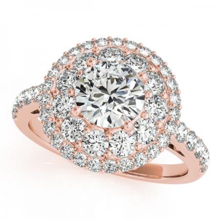 CERTIFIED 18K ROSE GOLD 1.34 CTW J-K/VS-SI1 DIAMOND HALO ENGAGEMENT RING (1 of 2)