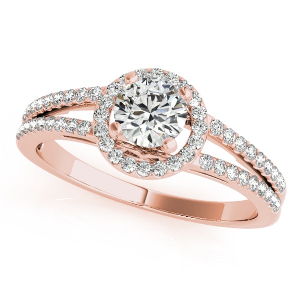 CERTIFIED 18K ROSE GOLD .95 CTW J-K/VS-SI1 DIAMOND HALO ENGAGEMENT RING (1 of 2)