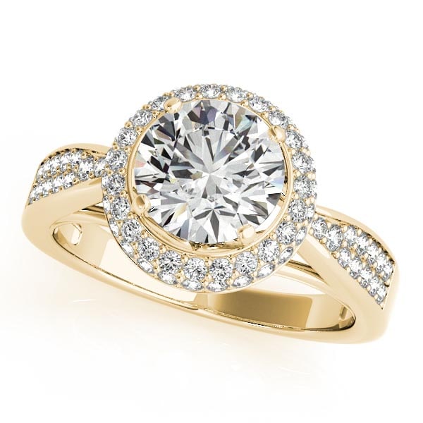 CERTIFIED 18K YELLOW GOLD 0.86 CTW J-K/VS-SI1 DIAMOND HALO ENGAGEMENT RING (1 of 2)
