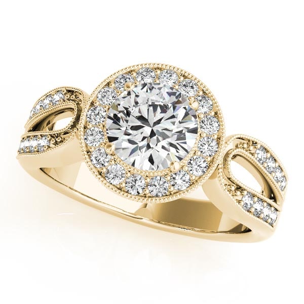 CERTIFIED 18K YELLOW GOLD .72 CTW J-K/VS-SI1 DIAMOND HALO ENGAGEMENT RING (1 of 2)