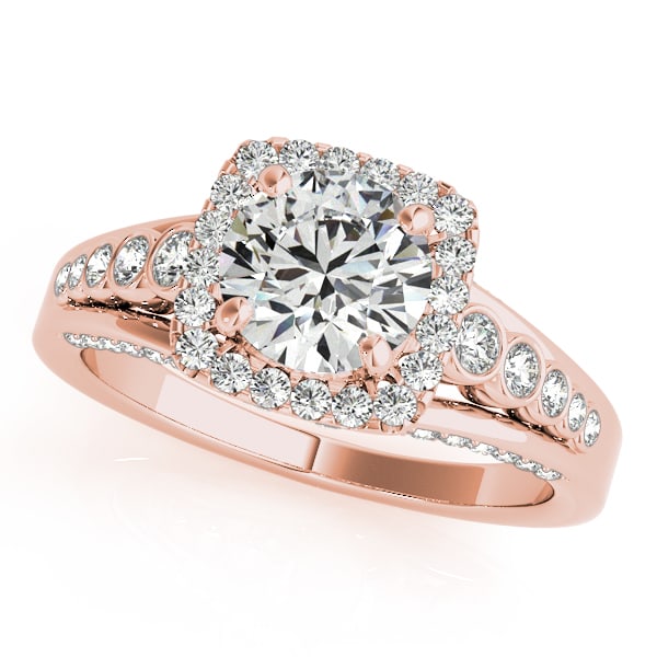 CERTIFIED 18K ROSE GOLD 1.02 CTW J-K/VS-SI1 DIAMOND HALO ENGAGEMENT RING (1 of 1)