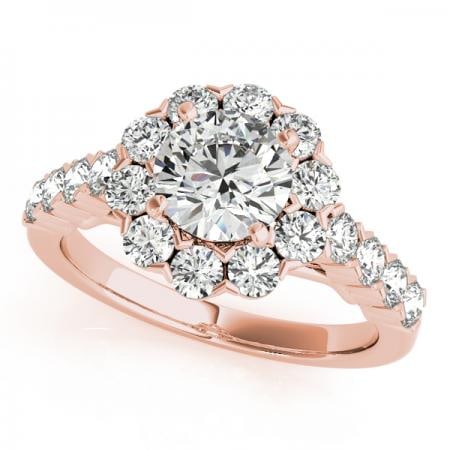 CERTIFIED 14KT ROSE GOLD 1.12 CTW J-K/VS-SI1 DIAMOND HALO ENGAGEMENT RING (1 of 1)