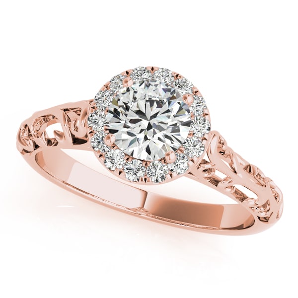 CERTIFIED 18K ROSE GOLD 1.11 CTW J-K/VS-SI1 DIAMOND HALO ENGAGEMENT RING (1 of 1)
