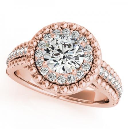 CERTIFIED 18K ROSE GOLD 1.04 CTW J-K/VS-SI1 DIAMOND HALO ENGAGEMENT RING (1 of 1)