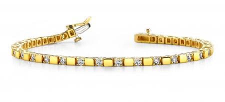 14KT YELLOW GOLD 1 CTW G-H VS2/SI1 ALTERNATING DIAMOND BLOCK HARMONY TENNIS (1 of 1)