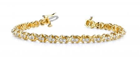 14K YELLOW GOLD 1 CTW G-H I1/I2 DOUBLE DIAMOND X LINK BRACELET (1 of 1)