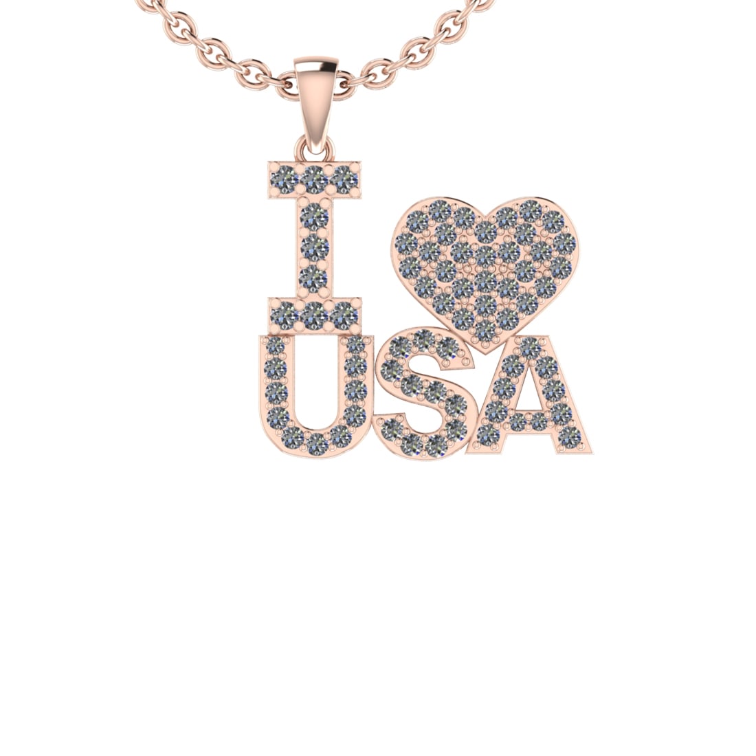 2.26 Ctw SI2/I1 Diamond 14K Rose Gold Express Your Country Love Necklace (1 of 1)