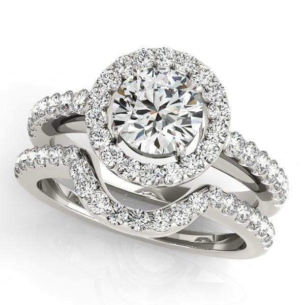 Certified 1.90 Ctw SI2/I1 Diamond 14K White Gold Engagement Halo Set Ring (1 of 1)
