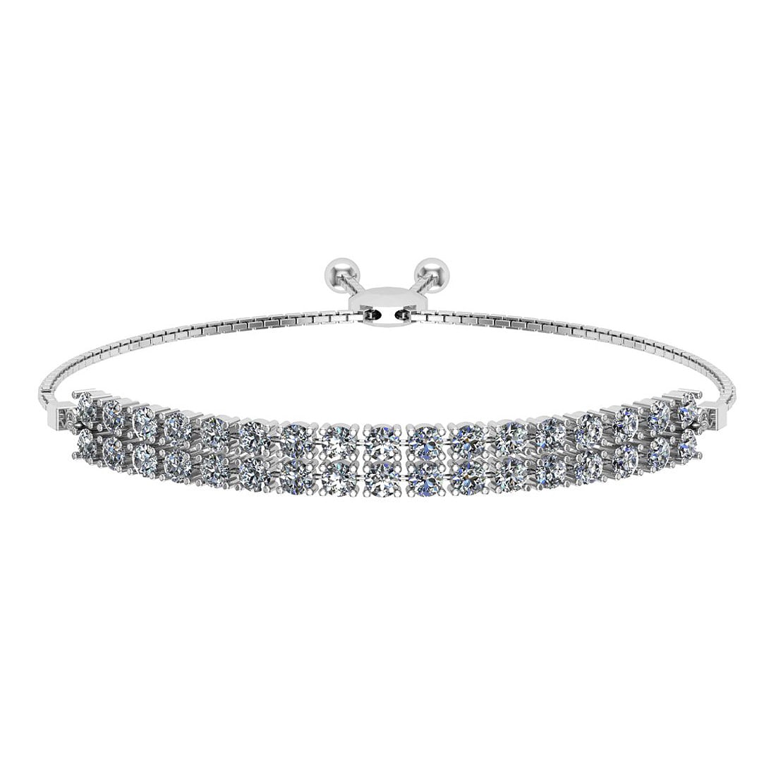 0.54 Ctw SI2/I1 Diamond Prong Set 14K White Gold Slide Bracelet: Center Diamond Weight : 0.54 Ctw (Round Cut) Center Diamond Color :- J-K Center Clarity : SI2/I1 Stone Setting : Prong Metal Weight : Approx 5.80 Gram 14K White Gold Slide Bracelet MJ2675-1SB