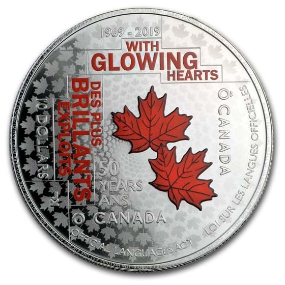 2019 Canada Silver $10 50th Anniversary of the Official Languages: 2019 Canada Silver $10 50th Anniversary of the Official Languages #PAPPS98539v15